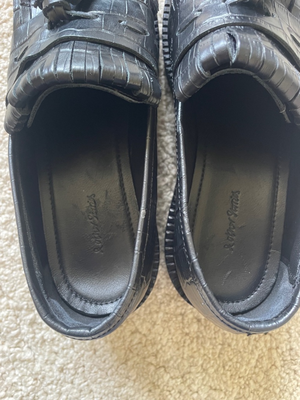 & Other Stories Black Chunky Croco
Leather Tassel Loafers size 38 - Picture 4 of 9